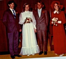 My parents on their wedding day. Tom on the left, my aunt Donna on the right.